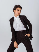 Black Pinstripes Suit Pants – Women’s Tailored Office Trousers
