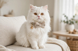 Anypet Small Beige Bow Cat Collar with Safety Buckle, Bell & Durable Adjustable Strap – Stylish Comfortable Pet Accessory for Cats