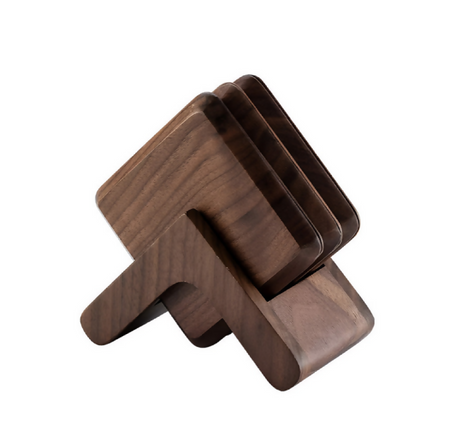 Anygleam Black Walnut 6pcs Wooden Coasters Cup Kitchen Tools Accessories