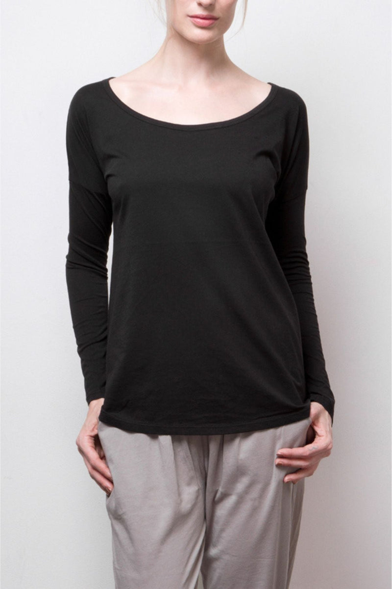 Organic Pima Cotton Long-Sleeve Tee - Black