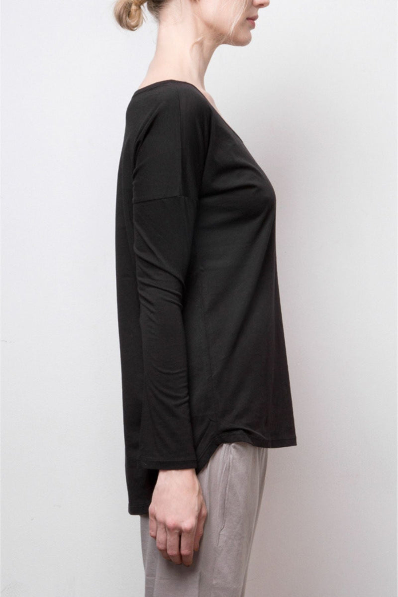 Organic Pima Cotton Long-Sleeve Tee - Black