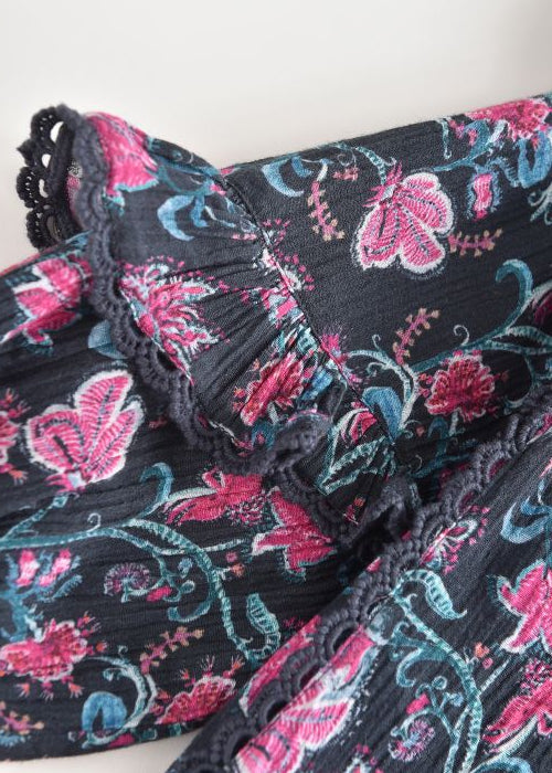 Dress Lara - Charcoal Wildflowers