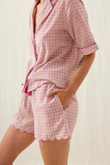 Women short pyjamas - Fuchsia Tartan Joy