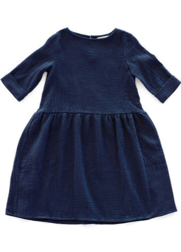 Organic cotton girls dress -Navy