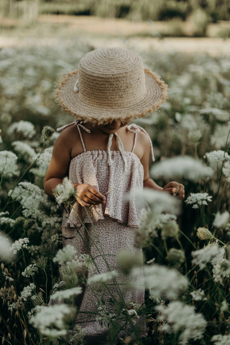 Organic muslin girl's dress - Flower pattern