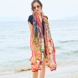 Anyyou 100% Mulberry Silk Orange Long Scarf for Women Luxury Beach Shawl Swimwear Cover-Up Pashmina Wrap Foulard