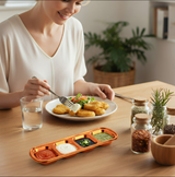 Anygleam Red Rainbow Stainless Steel 4-Grid Sauce Dish – Seasoning & Dipping Plates for Kitchenware