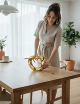 ANYHOUZ Gold Apple Nordic Sculpture Figurine – Realistic Statue Ornament for Modern Home Decor