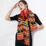 Anyyou 100% Merino Wool Red Native West Silk Satin Large Winter Scarf Pashmina Shawl Bandana Perfect For Women Ladies Fashion Style
