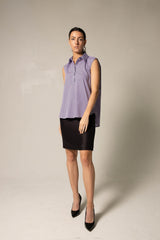 Italian Cotton Purple Sleeveless Shirt – Women’s Chic Summer Top