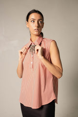 Italian Cotton Orange Sleeveless Top – Elegant Summer Blouse