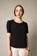 Elegance Round Neck Blouse in Black – Women’s Elegant Top