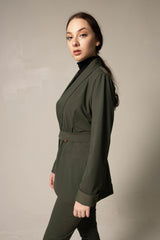 Women's Olive Blazer with Front Buttons – Tailored Blazer for Women