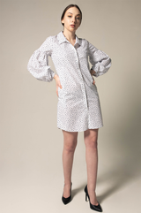Shirt Dress with Oversized Sleeves in White Floral – Summer Dress