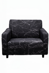 Anyseat 2-Seater Sofa Cover – Marble Black Geometric Style Slipcover for Living Room Chair Protection