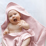 Rose | Hooded Waffle Towel Made With 100% Organic Bamboo #Color_rose