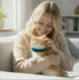 Anypet Large Navy Blue Cat Collar with Safety Buckle, Bell & Durable Adjustable Strap – Stylish Comfortable Pet Accessory for Cats