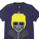 MY BRAND Skull Rhinestones Mens T-Shirt Blue XL