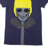 MY BRAND Skull Rhinestones Mens T-Shirt Blue XL