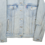 LEVI'S Distressed Mens Denim Jacket Blue M