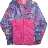 Womens Rain Jacket Pink Hooded Crazy Pattern L