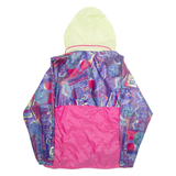 Womens Rain Jacket Pink Hooded Crazy Pattern L
