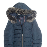 KANGOL Womens Parka Coat Blue Hooded S
