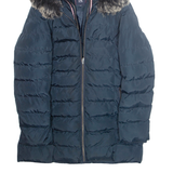KANGOL Womens Parka Coat Blue Hooded S