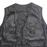 Mens Gilet Black Faux Leather XL