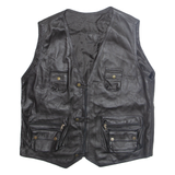 Mens Gilet Black Faux Leather XL