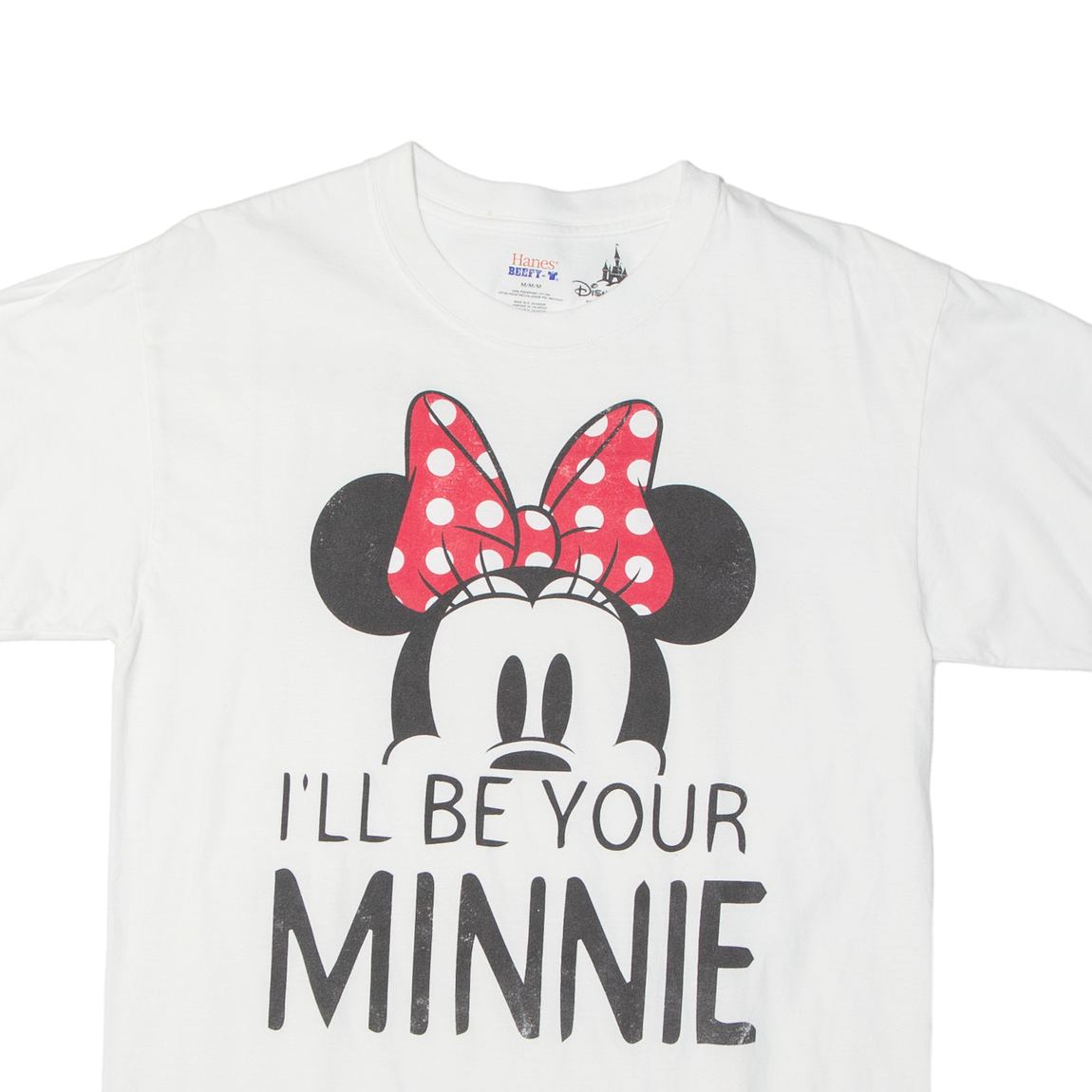 HANES BEEFY T Disney Minnie Womens T-Shirt White USA M