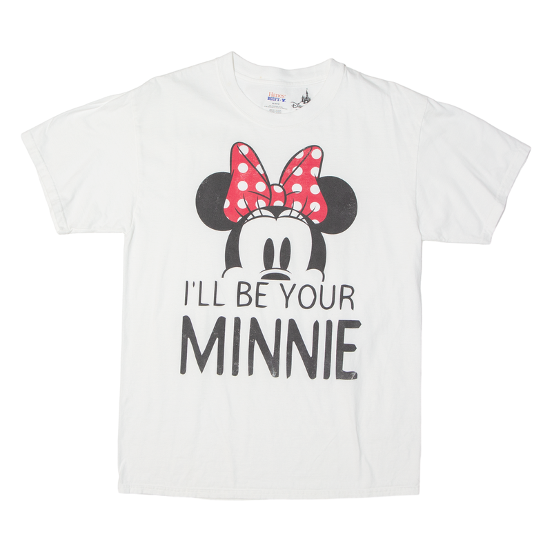 HANES BEEFY T Disney Minnie Womens T-Shirt White USA M