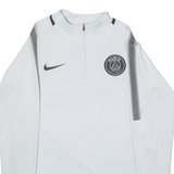NIKE Paris St Germain Training Mens Football Shirt Jersey Grey 1/4 Zip S