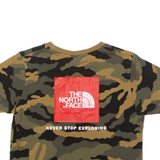 THE NORTH FACE Camoflauge Womens T-Shirt Green Crew Neck XS