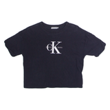 CALVIN KLEIN JEANS Cropped Womens T-Shirt Black Crew Neck XS