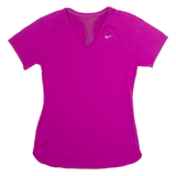 NIKE Womens T-Shirt Pink V-Neck XS