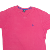 U.S. POLO ASSN Mens T-Shirt Pink V-Neck L