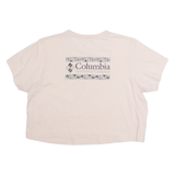 COLUMBIA Cropped Womens T-Shirt Beige Crew Neck M