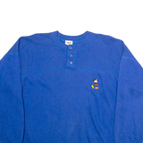 DISNEY Mickey Mouse Womens Sweatshirt Blue Button Neck M