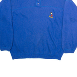 DISNEY Mickey Mouse Womens Sweatshirt Blue Button Neck M