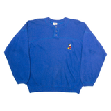 DISNEY Mickey Mouse Womens Sweatshirt Blue Button Neck M