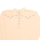CLAUS PETITES Womens Sweatshirt Pink Button Neck S