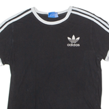 ADIDAS ORIGINALS Womens T-Shirt Black Crew Neck UK 8