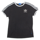 ADIDAS ORIGINALS Womens T-Shirt Black Crew Neck UK 8