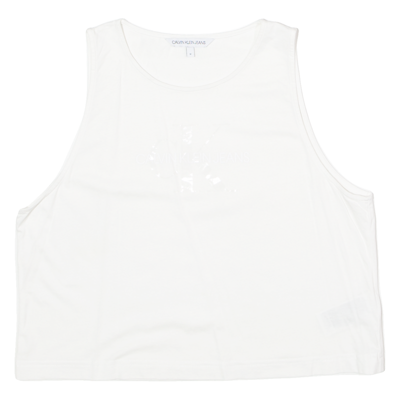 CALVIN KLEIN JEANS Womens T-Shirt White Sleeveless M