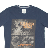QUALITY APPAREL Beach Bike Mens Biker T-Shirt Blue L