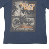 QUALITY APPAREL Beach Bike Mens Biker T-Shirt Blue L