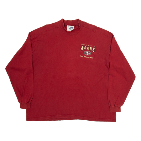 LEE San Francisco 49ers Mens T-Shirt Red Long Sleeve USA Roll Neck XL