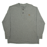 WRANGLER Mens T-Shirt Grey Long Sleeve Button Neck L