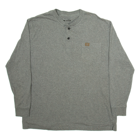 WRANGLER Mens T-Shirt Grey Long Sleeve Button Neck L